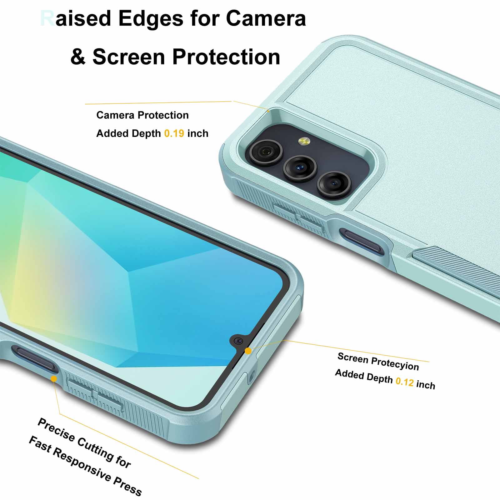 Samsung Galaxy A16 Case,Sturdy Phone Case for Galaxy A16 2025 6.7 inch,Njjex Shockproof Protection Heavy Duty Armor Hard Plastic & Rubber Rugged Bumper 2-in-1 Case Cover-Green