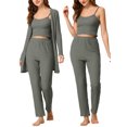 thumbnail image 1 of Pijama de punto para mujer Ropa de dormir casual Pantalones Shrug Cardigan 3ps Lounge Set X-Small Grey, 1 of 5