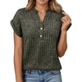 thumbnail image 2 of T Shirts for Women 2026 Summer Short Batwing Sleeve V Neck Ribbed Dressy Casual Office Work Tshirt Blouse, 2 of 6