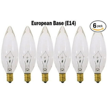 Pack Of 6 60 Watt Frosted European Base E14 Torpedo Tip 120v Pack Of 6 60 Watt Frosted European Base E14 Torpedo Tip 120v