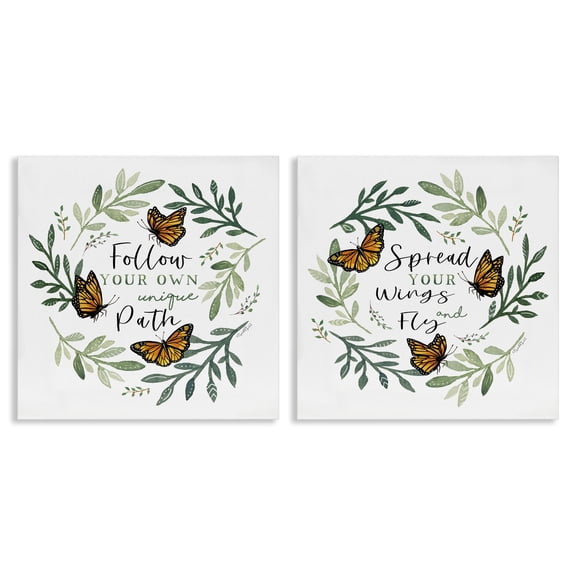 Stupell Industries Spread Your Wings and Follow Path 2 Piece Canvas Wall Art Set, design by Elizabeth Tyndall