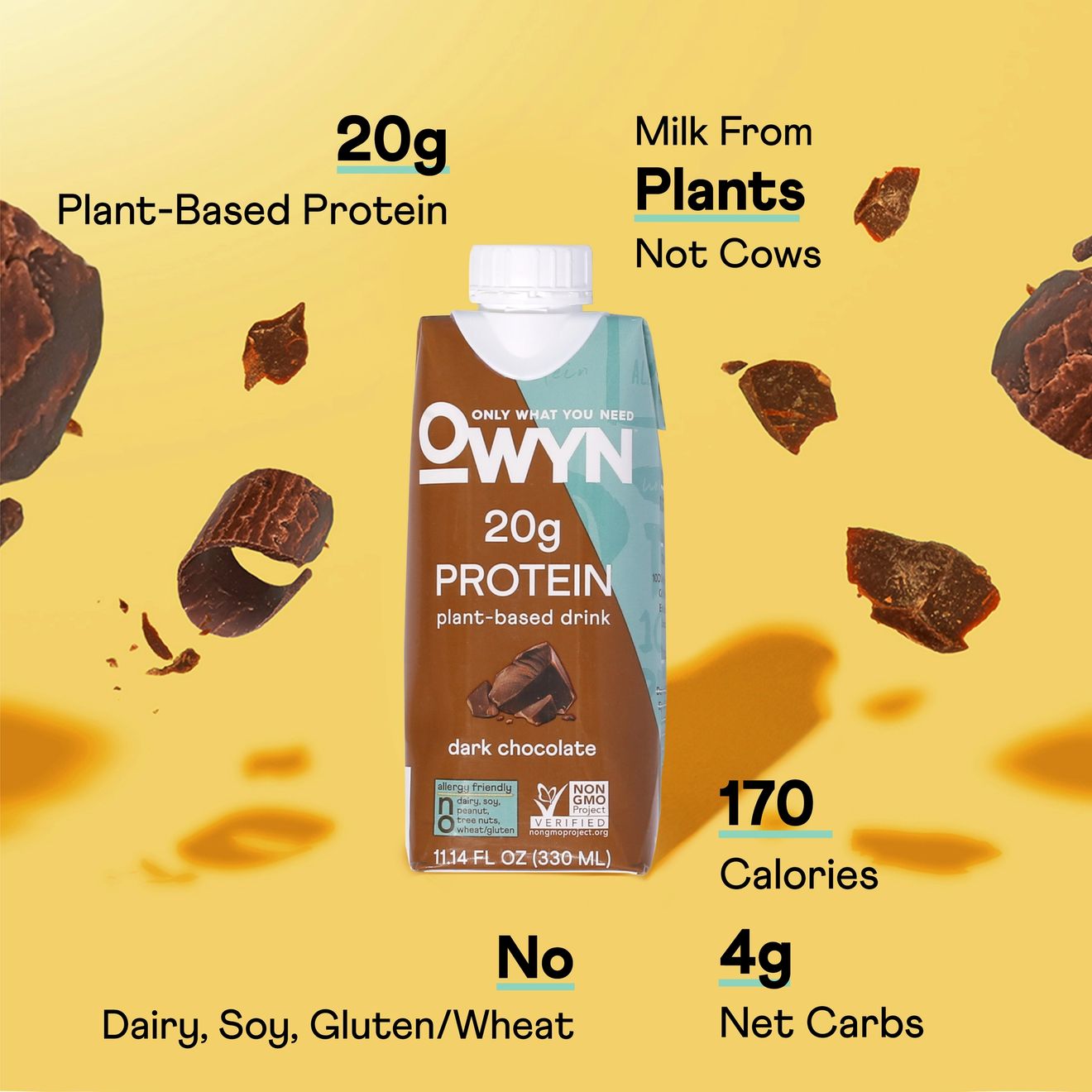 Owyn Protein Shake, Dark Chocolate, 4 Ct, 20g - Walmart.com