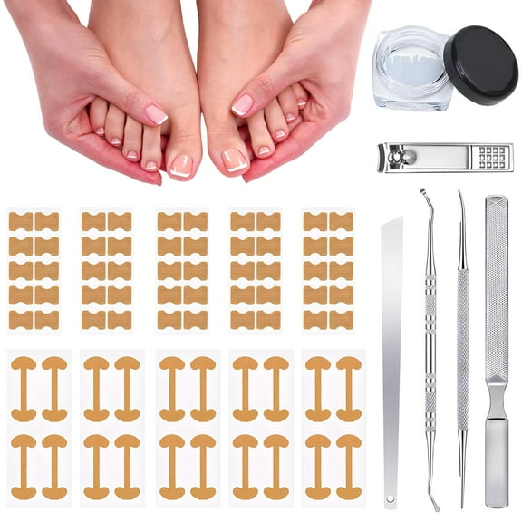 Ingrown Toenail Removal Kit,Professional Toenail Tool Kit Includes Breathable Toenail Strips, Curved Toenails Corrector Patch, Painless File and Lifter Pedicure Tools, Professional Pedicure Tool