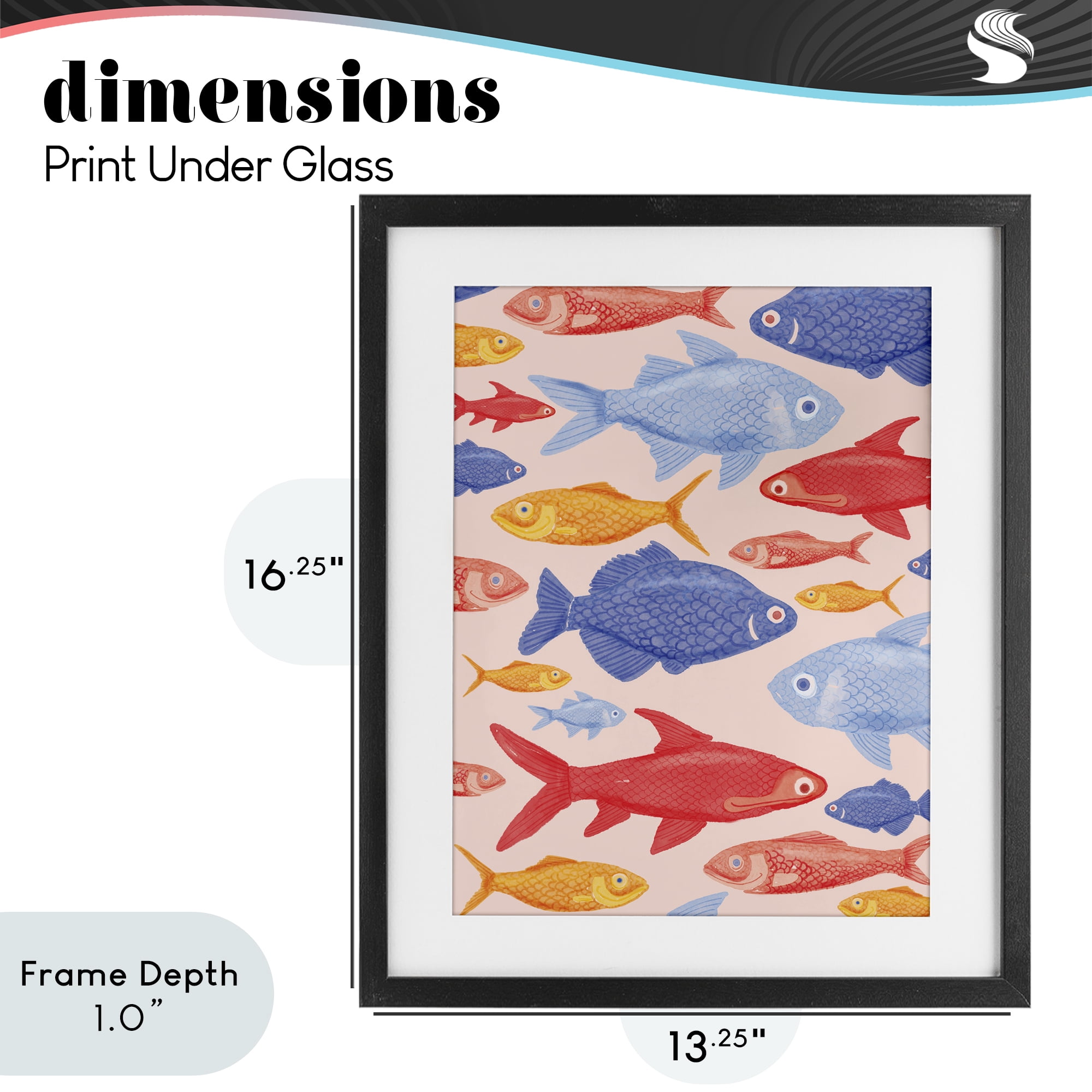 Stupell Industries Red Yellow and Blue Fish Black Framed Print Under Glass, design by The Paper Curator