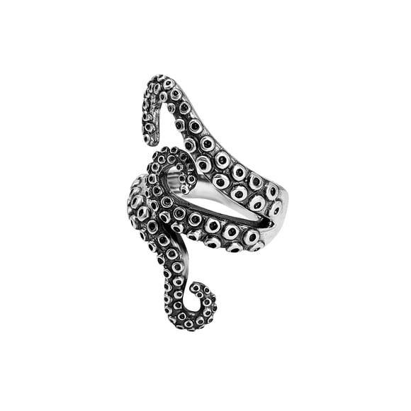 81stgeneration Bague Portefeuille pour Femmes Hommes 925 Argent Sterling Détaillé Pieuvre Grand Calmar Kraken