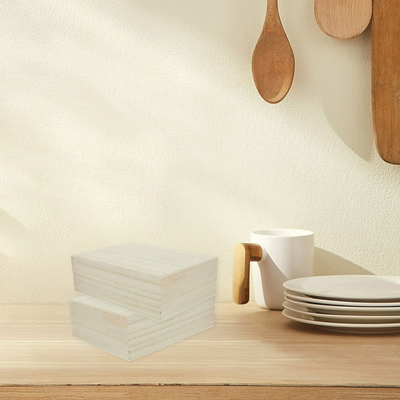 IBASETOY Multi Functional Beige Wood Storage Organizer Box for Recipe Cards and Kitchen Supplies