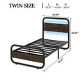 thumbnail image 7 of 4 Ever Winner Rustic Industrial Twin Size Metal Platform Bed Frame with LED Headboard, Brown, 7 of 7