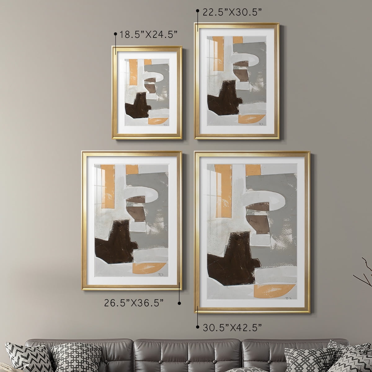 Wexford Home Andalusian Forms III Premium Framed Print, 18.5" x 24.5" - Ready to Hang, Gold (Set of 2)