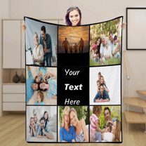 Custom Blanket Customized Blankets with Photos Personalized Picture Blankets Customizable Blanket Throw with Picture Upload Customized Gift for Man Women Couple Valentine 4 Sizes 4 Photo Collage