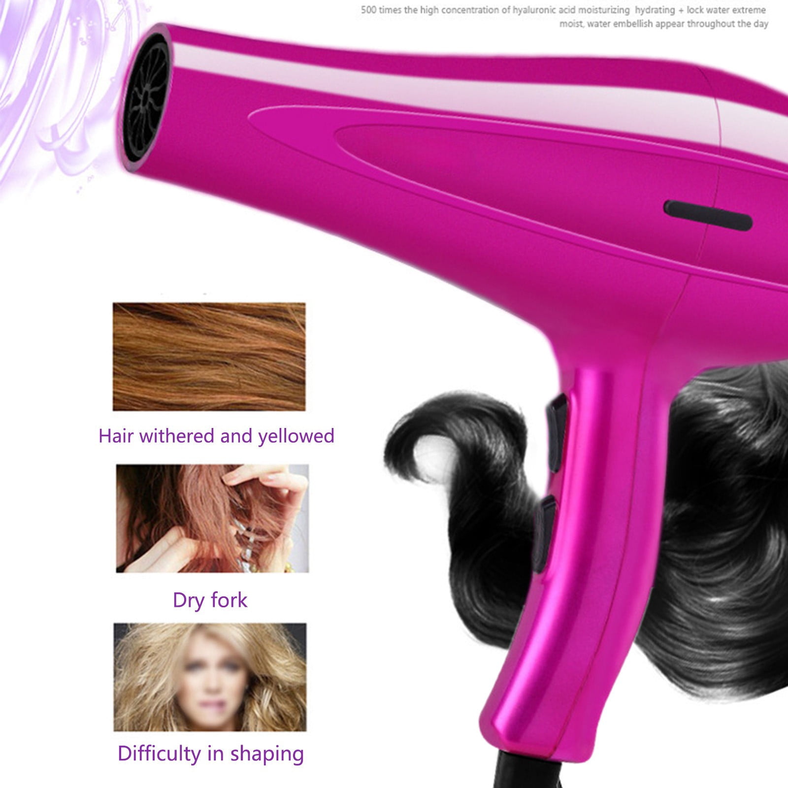 Iumwxz 110V Hair Dryer for Women and Men with 5 Heat Settings, Fast Drying High Power Motor and Concentrator Attachment, Compact Design for Home Salon Gym Travel
