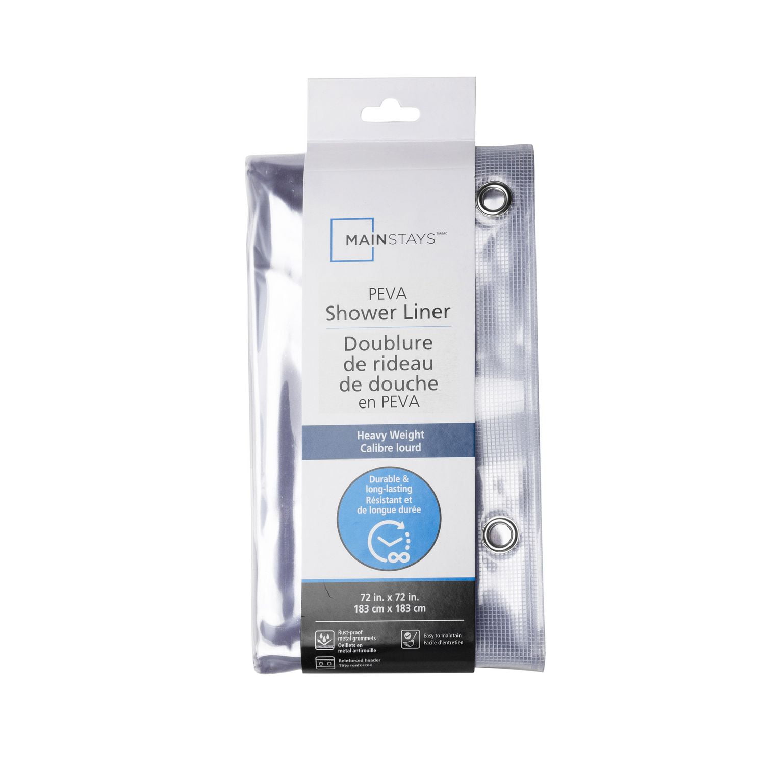 Mainstays Waterproof Heavyweight PEVA Shower Curtain Liner
