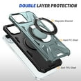 thumbnail image 4 of Armor Stand Case for iPhone 13,[Compatible with MagSafe] Military Shockproof Rugged Phone Case,Magnetic with Car Mount,Built in 360° Rotatable Ring Kickstand For iPhone 13,Green, 4 of 8