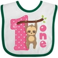 thumbnail image 3 of Inktastic Pink Sloth 1st Birthday Girls Baby Bib, 3 of 4