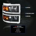 thumbnail image 3 of Spec-D Tuning Black Headlights with Chrome Trim Compatible with 2014-2015 Chevy Silverado 1500 Left +Right Pair Head Lights Lamp Assembly, 3 of 6
