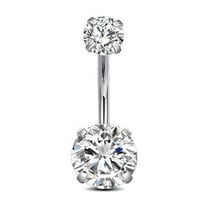 Stainless Steel Belly Button Ring for Women Silver Piercing Jewelry 0.63x0.39x0.2x0.32in 1 Piece