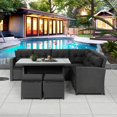 thumbnail image 2 of Patio Furniture 6-Piece Set Outdoor Sectional Sofa with Glass Table Ottomans for Pool Backyard Lawn Black/Gray[US-Depot] My Lux Decor Round, 2 of 8