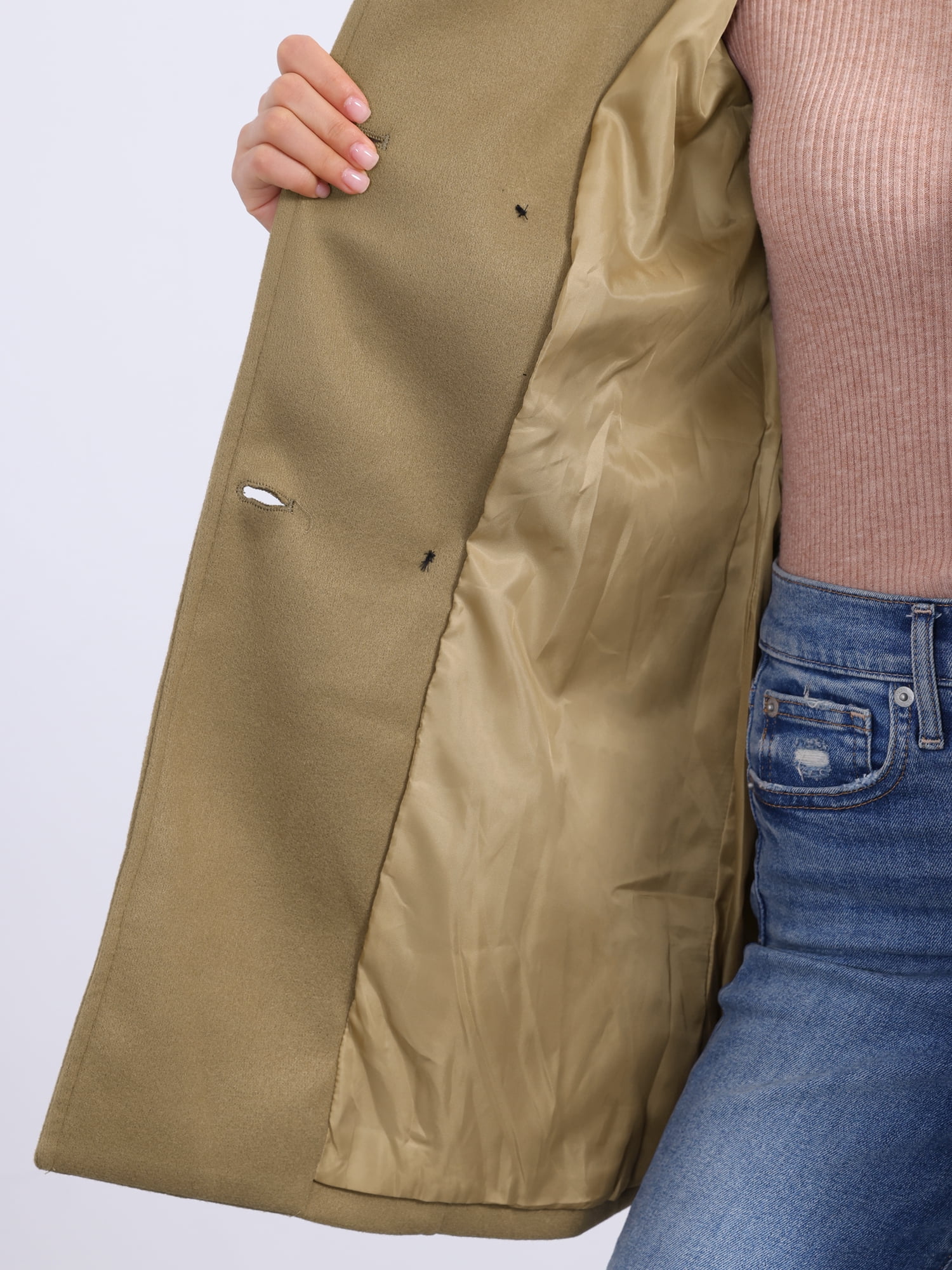 DARING DIVA Women's Double Breasted Long Sleeves Button Down Winter Peacoat M Coffee