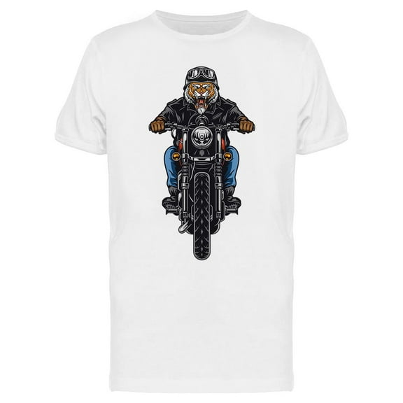 Aggressive Tiger Biker T-Shirt Men -Image by Shutterstock, Male 3X-Large
