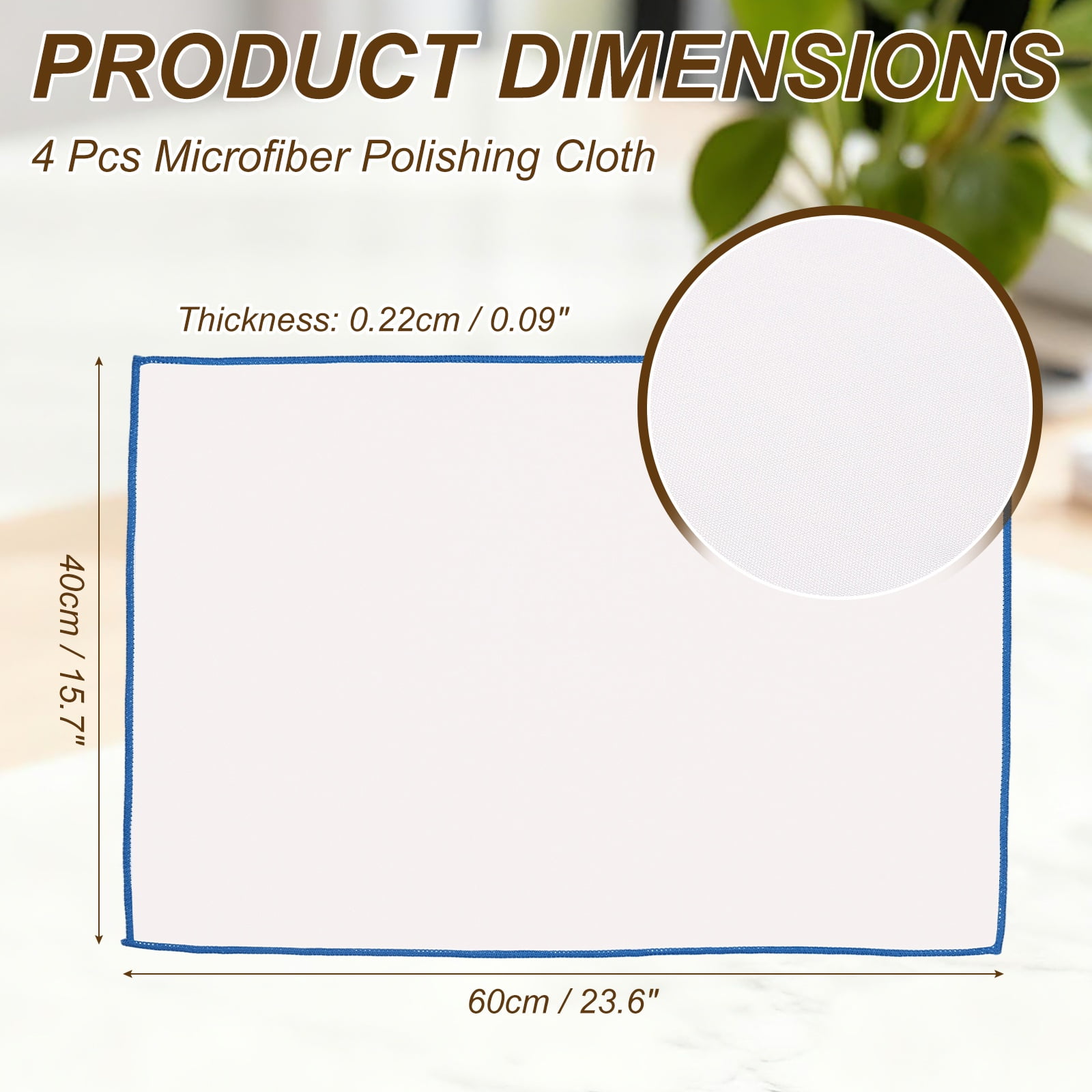 Uxcell 4Pcs Glass Polishing Cloth, 23.6x15.7" Microfiber Cleaning Cloths Lint & Streak Free Quickly Drying Towels for Glassware, Cars, Glasses, Phone Screens, Sunglasses, Blue & White