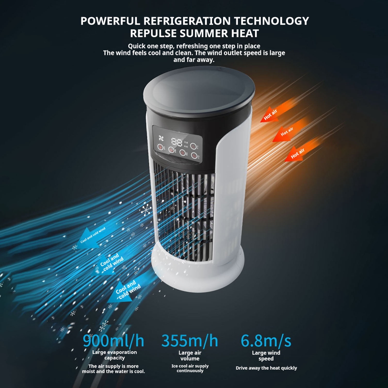 Yooshoverk Desktop Air Cooler USB Humidifying Misting Fan 3 In 1 Personal Space Cooler Adjustable Mist 3 Speeds Timer Function Powerful Evaporative Cooling Quiet Operation Portable AC Alternative