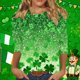 thumbnail image 1 of RKSTN 3/4 Length Sleeve Womens Tops Oversized Crewneck St Patricks Day Lucky Shamrocks Graphic Print T Shirt Womens Casual Plus Size Round Neck Loose Irish Festivities Three Quarter Sleeve Shirt, 1 of 6