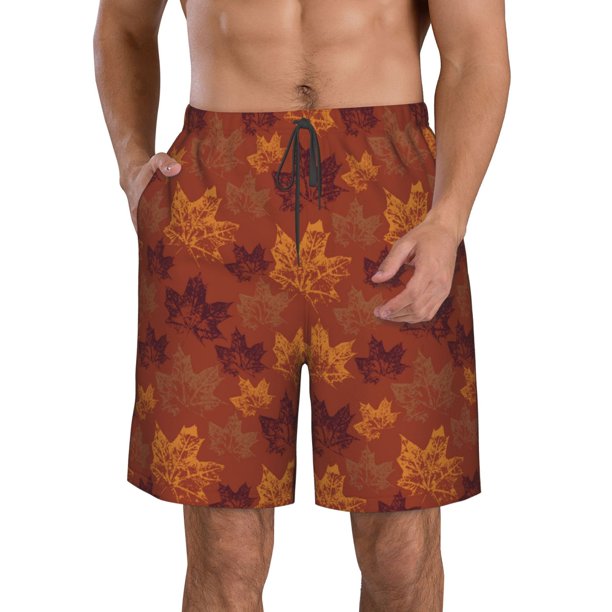 Fotbe fall Maple Trajes de Baño Estampados para Hombre, Shorts de Verano de Secado Rápido, Ropa de Playa, Bañadores-X-Large