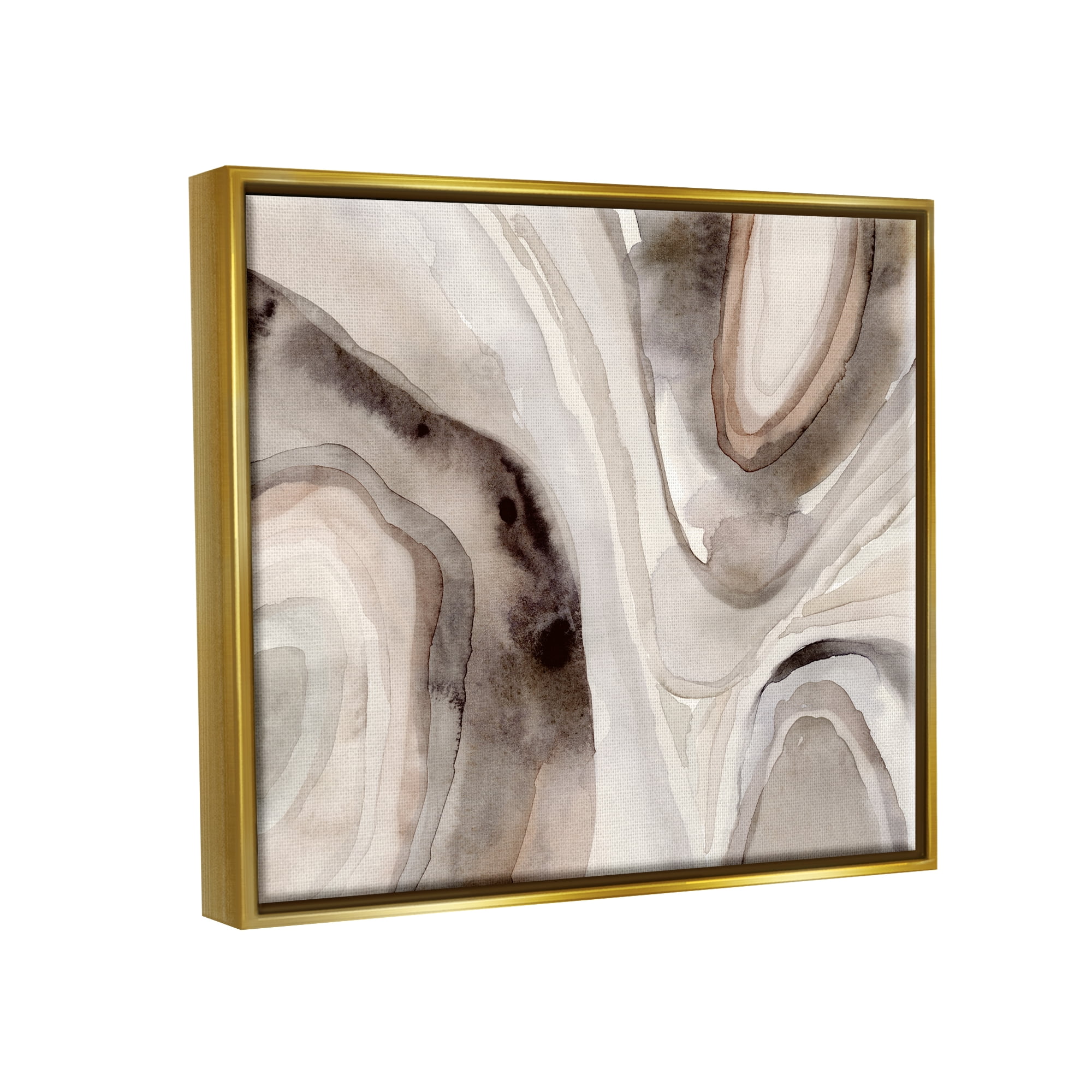 Stupell Industries Abstract Geode Watercolor Abstract Painting Gold Floater Framed Canvas Art Print Wall Art, 21 x 17