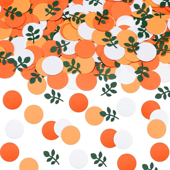 120 Pcs Little Cutie Baby Shower Confetti with Eucalyptus Decorations Hey Cutie Citrus Tangerine Themed Table Scatter Sprinkle Confetti Supplies (Orange Series)