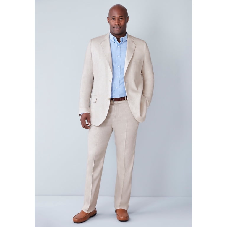 linen blend dress pants Azazie Carter Tan Cotton Linen Blend Slim Men's Wedding Suit Pants Size 40 Regular