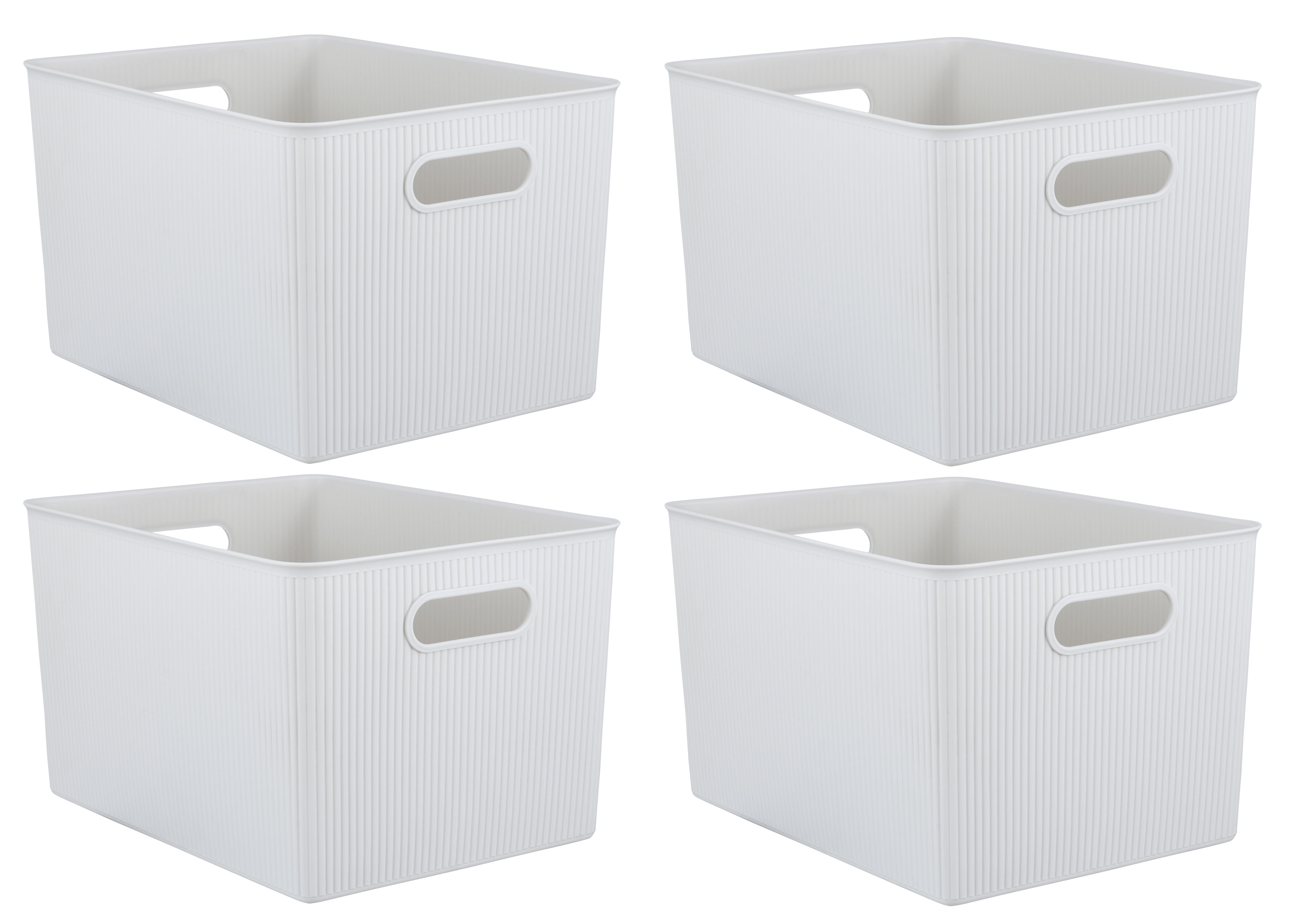 Waikhomes 4 Pack Large Plastic Storage Boxes, Large Lidded Storage Bins  with Wheels, 70 L