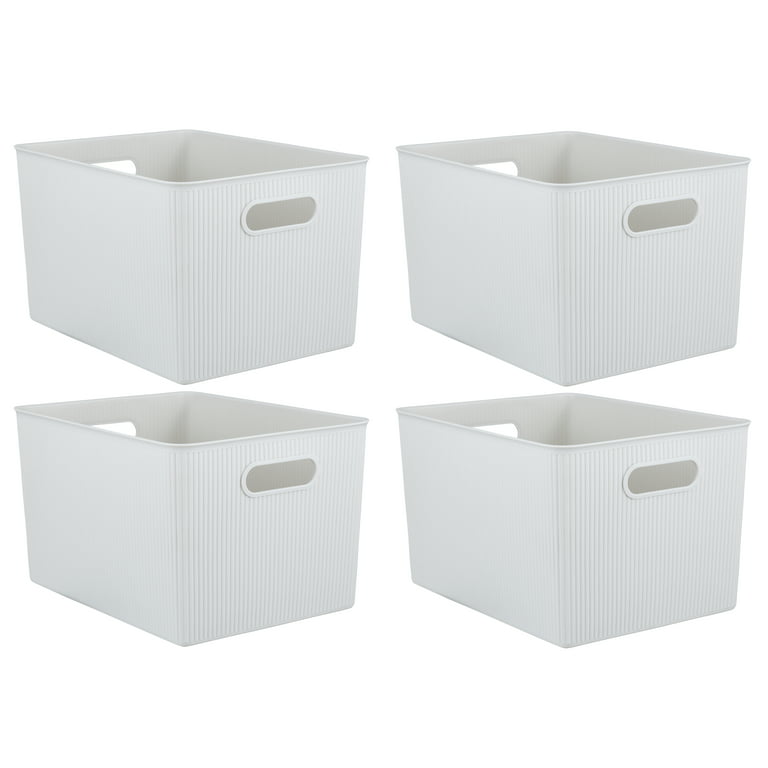 Eslite Plastic Storage Baskets for Organizing,11.42X9X4.7,Pack of 4  (White)