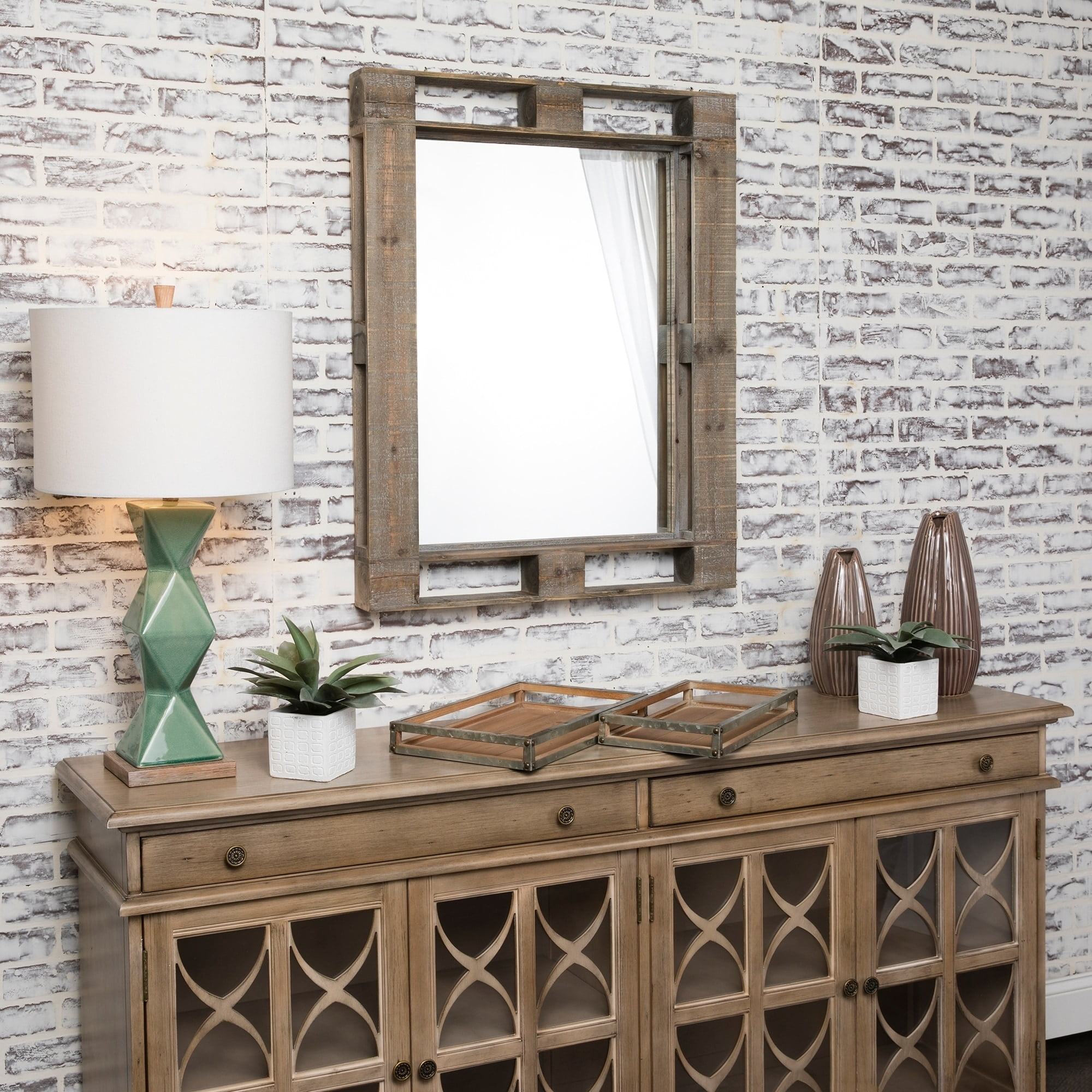 Crestview Collection Pallet Mirror Natural Wood Horizontal and Vertical