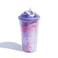 thumbnail image 1 of Tumbler with Lid and Straw Insulated Double Wall Reusable Leakproof 480ml Travel Tumbler Cup BPA Free - Purple, 1 of 3
