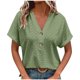 thumbnail image 3 of Top Henley,Camiseta de cuello en V para mujer, informal, de manga corta, de poliéster suave, ideal para el hogar y el uso diario, sopatenor, 3 of 9