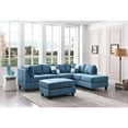 thumbnail image 2 of Passion Furniture PF-G638B-SC 111 in. Malone Suede 4-Seater Sectional Sofa with 2-Throw Pillow, Aqua, 2 of 5