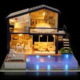 thumbnail image 4 of Casa de muñecas en miniatura de madera con piscina para armar, kit de modelo de casa de muñecas, juguete de regalo, 4 of 15