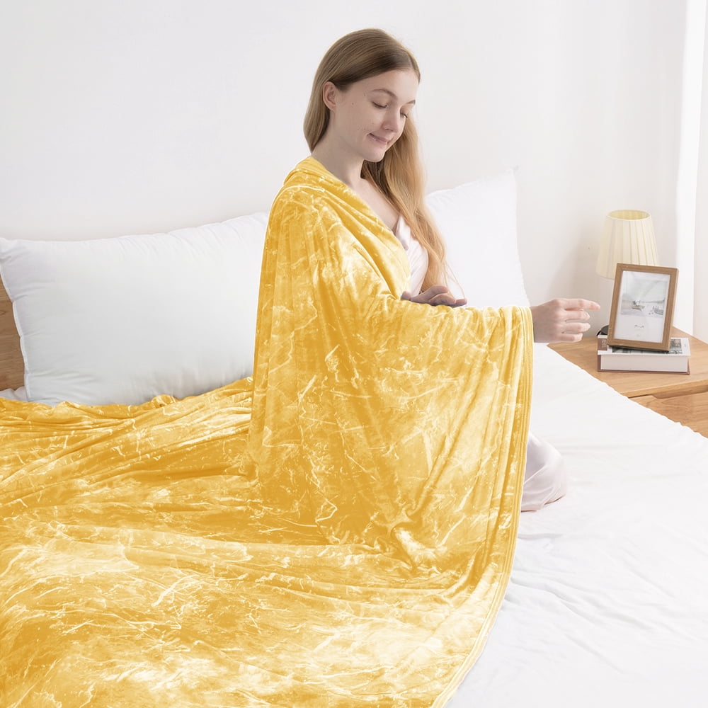 Cooling Throw Blanket with Double Sided Cold Effect, 108"x90"Lightweight Breathable Cold Comforter Blankets for Hot Sleepers Night Sweats,Yellow