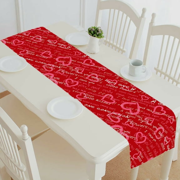 ECZJNT valentine's day pattern table runner table cloth tea table cloth 14x72 Inch