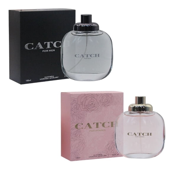 Catch Men & Women – Couple Perfume Gift Set (2 x 3.4 oz / 100 ml) – Eau de Parfum for Him & Her – Long-Lasting Fresh & Romantic Fragrance –Gift for Couples Anniversaries & Valentine’s Day