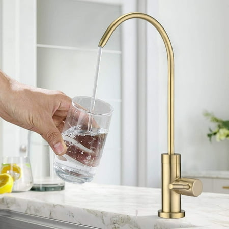 

AWZTOO Kitchen Water Filter Faucet Lead-Free Drinking Water Faucet Stainless Steel Fits Reverse Osmosis Units Water Filtration System Brushed Gold