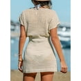 thumbnail image 3 of Cupshe Women's Crochet Swim Beach Cover up Button Short Sleeve, Size XS-XXL, 3 of 6