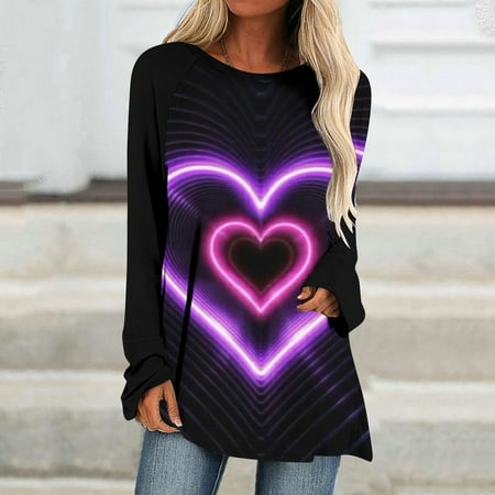 

Hvyesh Love Sweatshirt Love Sweater Valentine s Day Gift for Her Love Gift Idea for Women Valentines Day Sweatshirt Spring Love Top Purple shirts for women S