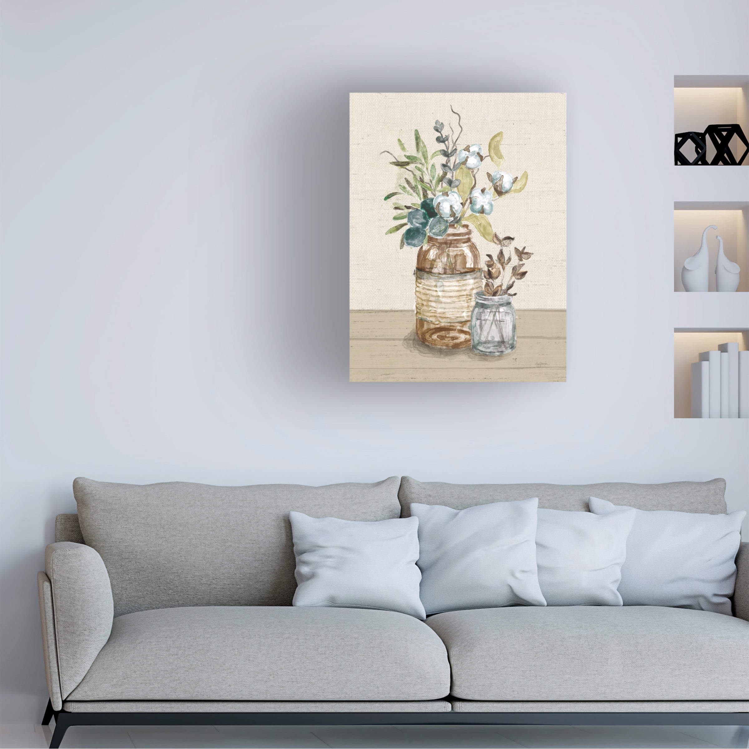 Mary Urban 'Cotton Bouquet III Cream' Canvas Art