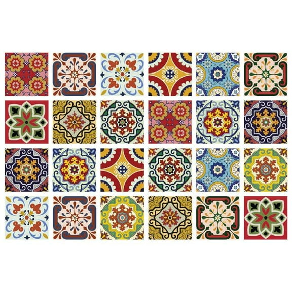 HomeRoots 555953 12 x 12 in. Multi-color Mediterra Mosaic Peel & Stick Tiles