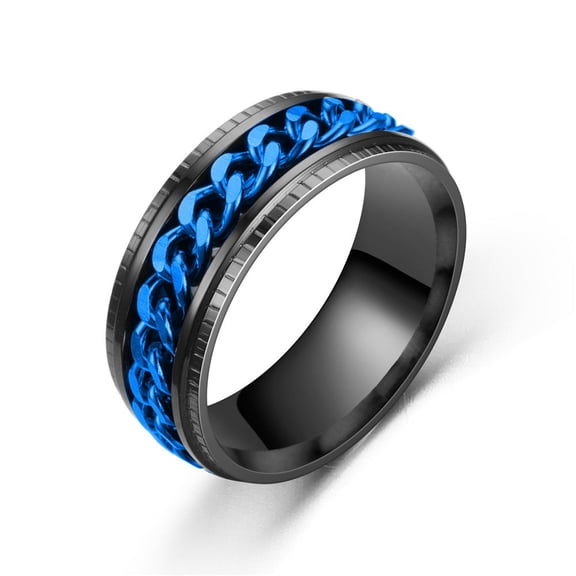 Fashionable Unisex Stainless Steel Rotating Wave Ring, Stylish and Durable Design for Everyday Wear, Chain Accent