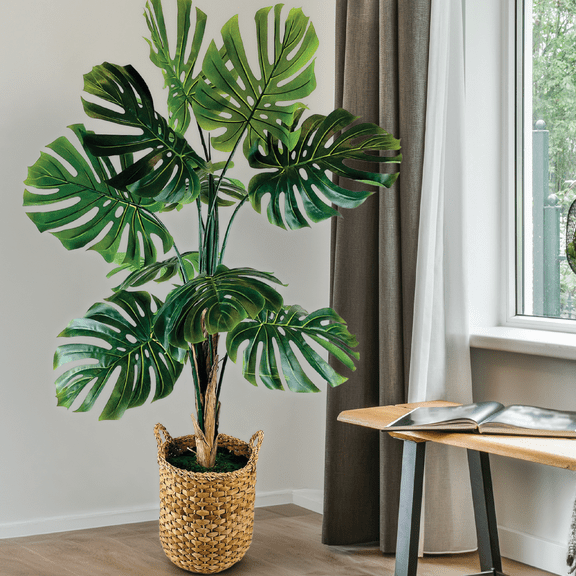 Artificial Plant, LCG Florals 5.5ft Monstera Tree in Deco Basket, Fake Indoor Faux Plant for Living Room, Office, and Home Decor