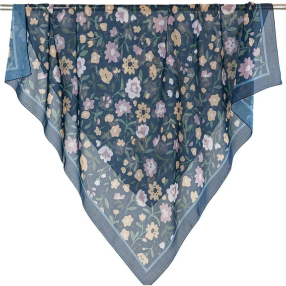 Square Flower Print Hijab Soft Headscarf Premium Cotton Voile Soft Handkerchief Scarf