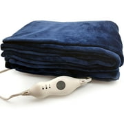 SUNAID Electric Heated Throw Blanket Fleece with Controller 50" x 60" Navy