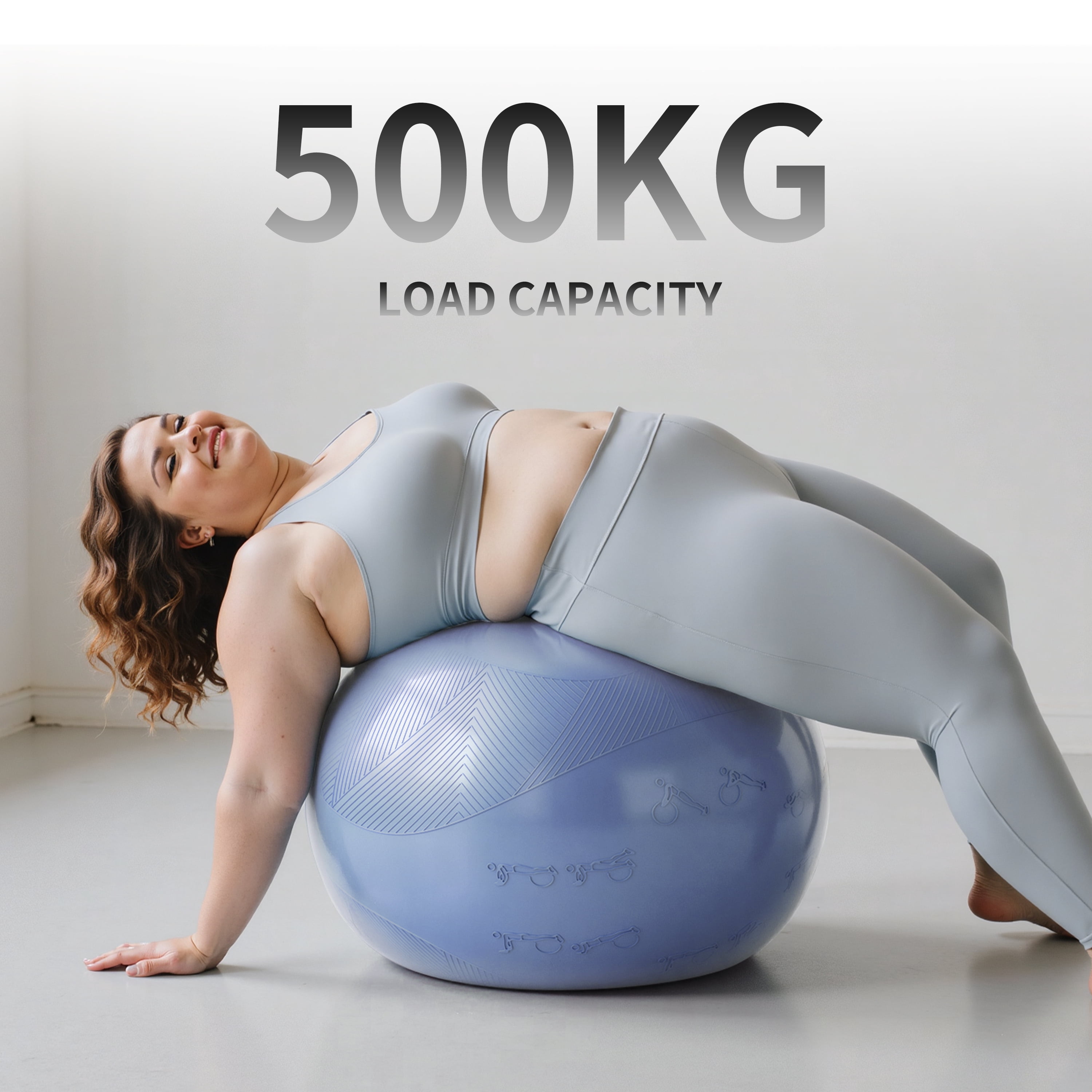 FITMIND Thick Exercise Ball with Embossed Pattern, 25in, Hand Pump, Anti-Burst, Blue