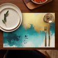 thumbnail image 4 of Beige Gold Teal Splash Pattern Summer Placemats Table Placemats Set Of 6-Linen Kitchen Washable Placemats Table Mats 11.8"x17.7" Non-Slip Heat Resistant, 4 of 5